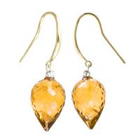 Citrine and Diamond Drop Earrings 19.0ctw in 9ct Gold