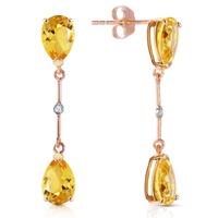 citrine and diamond drop earrings 60ctw in 9ct rose gold