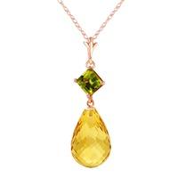 Citrine and Peridot Pendant Necklace 5.5ctw in 9ct Rose Gold