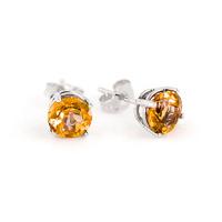 Citrine Stud Earrings 3.1ctw in 9ct White Gold