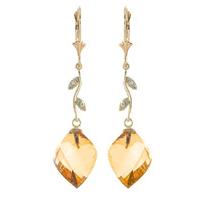 Citrine and Diamond Drop Earrings 23.5ctw in 9ct Gold