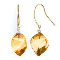 Citrine and Diamond Drop Earrings 23.5ctw in 9ct Gold