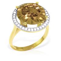 Citrine and Diamond Halo Ring 6.0ct in 9ct Gold