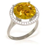 Citrine and Diamond Halo Ring 6.0ct in 9ct White Gold