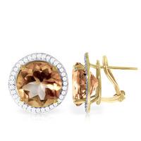 Citrine and Diamond French Clip Halo Earrings 12.0ct in 9ct Gold