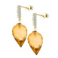 citrine and diamond stud earrings 190ctw in 9ct gold