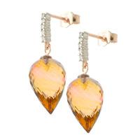 Citrine and Diamond Stud Earrings 19.0ctw in 9ct Rose Gold