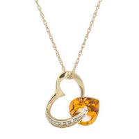 Citrine and Diamond Pendant Necklace 3.1ct in 9ct Gold