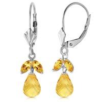 Citrine Snowdrop Briolette Earrings 3.4ctw in 9ct White Gold