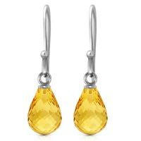 Citrine Zeal Briolette Drop Earrings 2.7ctw in 9ct White Gold