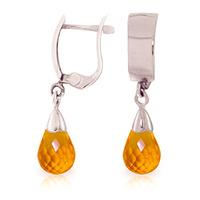 Citrine Teardrop Briolette Earrings 2.5ctw in 9ct White Gold