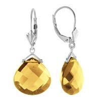 Citrine Star Heart Drop Earrings 17.0ctw in 9ct White Gold