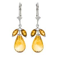 Citrine Drop Earrings 14.4ctw in 9ct White Gold