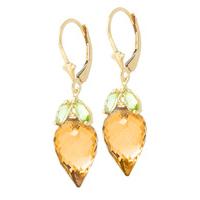 Citrine and Peridot Drop Earrings 20.0ctw in 9ct Gold