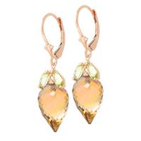 citrine and peridot drop earrings 200ctw in 9ct rose gold