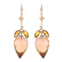 Citrine Briolette Drop Earrings 20.0ctw in 9ct Rose Gold