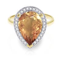 Citrine and Diamond Halo Ring 3.25ct in 9ct Gold