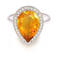 citrine and diamond halo ring 325ct in 9ct white gold