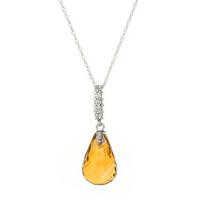 Citrine and Diamond Pendant Necklace 5.0ct in 9ct White Gold