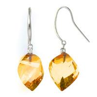 Citrine and Diamond Drop Earrings 23.5ctw in 9ct White Gold