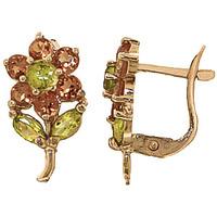 Citrine and Peridot Flower Petal Stud Earrings 2.12ctw in 9ct Gold