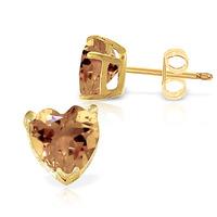 Citrine Heart Stud Earrings 3.25ctw in 9ct Gold