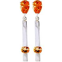 Citrine Bar Drop Earrings 4.25ctw in 9ct White Gold