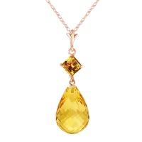 Citrine Briolette Pendant Necklace 5.5ctw in 9ct Rose Gold