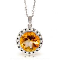 Citrine and Diamond Halo Pendant Necklace 6.0ct in 9ct White Gold