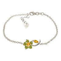 Citrine and Peridot Adjustable Flower Petal Bracelet 0.87ctw in 9ct White Gold