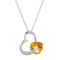 citrine and diamond pendant necklace 31ct in 9ct white gold