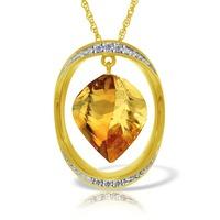 Citrine and Diamond Pendant Necklace 11.75ct in 9ct Gold