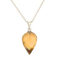 Citrine and Diamond Pendant Necklace 9.5ct in 9ct Gold