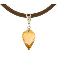 citrine and diamond leather pendant necklace 95ct in 9ct gold