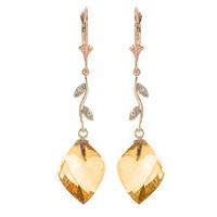 citrine and diamond drop earrings 235ctw in 9ct rose gold