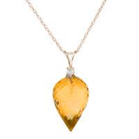 citrine and diamond pendant necklace 95ct in 9ct rose gold