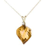 Citrine and Diamond Pendant Necklace 11.75ct in 9ct Gold