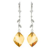 Citrine and Diamond Drop Earrings 23.5ctw in 9ct White Gold