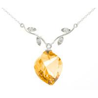 Citrine and Diamond Pendant Necklace 11.75ct in 9ct White Gold