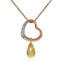 citrine and diamond pendant necklace 225ct in 9ct rose gold