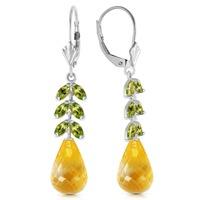 citrine and peridot drop earrings 112ctw in 9ct white gold