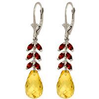 citrine and garnet drop earrings 112ctw in 9ct white gold