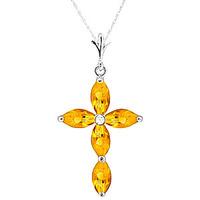 citrine and diamond vatican cross pendant necklace 108ctw in 9ct white ...