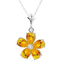 citrine and diamond flower petal pendant necklace 22ctw in 9ct white g ...