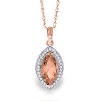 Citrine and Diamond Halo Pendant Necklace 1.65ct in 9ct Rose Gold