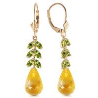 Citrine and Peridot Drop Earrings 11.2ctw in 9ct Gold