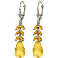 Citrine Briolette Drop Earrings 11.2ctw in 9ct White Gold