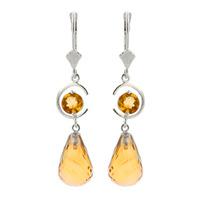 Citrine Briolette Drop Earrings 11.0ctw in 9ct White Gold