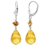 Citrine Briolette Drop Earrings 11.0ctw in 9ct White Gold