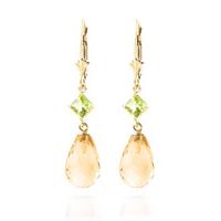 Citrine and Peridot Drop Earrings 11.0ctw in 9ct Gold